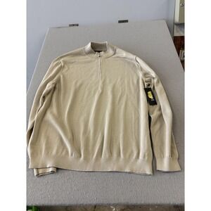 Rhone Sweater Mens 2XL Beige Commuter‎ Quarter Zip Pullover Mock Neck Knit